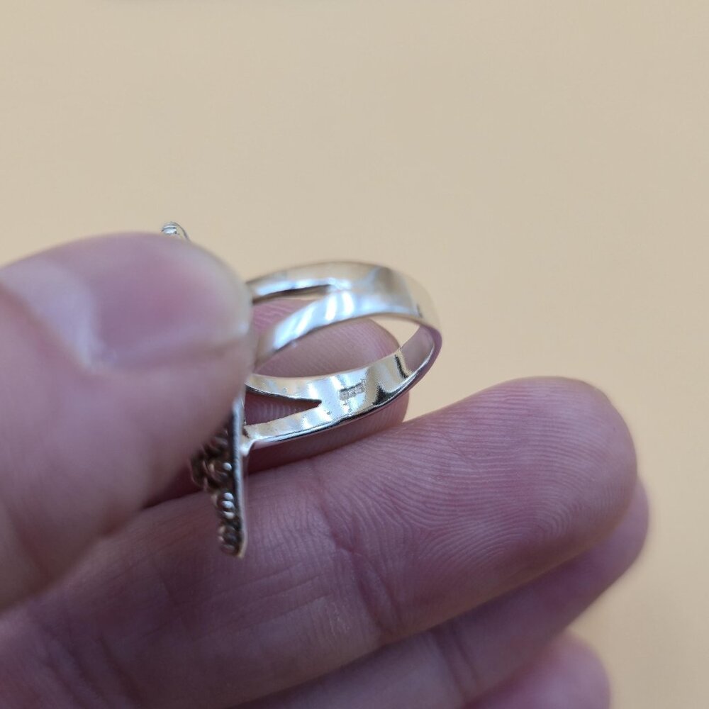 Size 5.25 Sterling Silver Diamond Shape Abalone Shell Band Ring A5197 - Picture 5 of 8